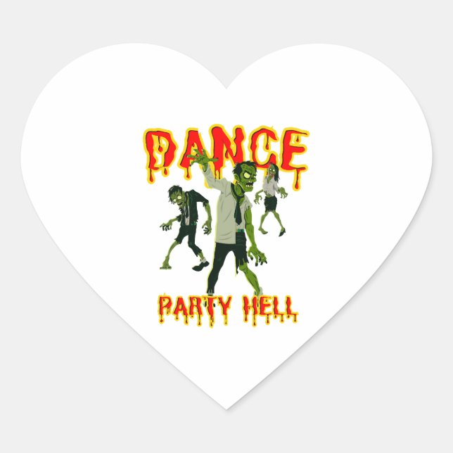 Adesivo Coração Dance Party Hell Dance Halloween (Frente)