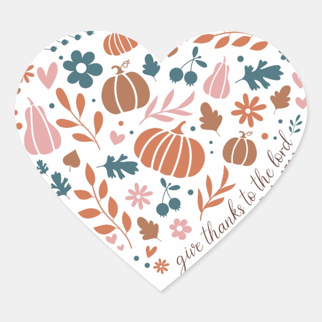 Adesivo Coração Dando Obrigados ao senhor Sticker (Frente)