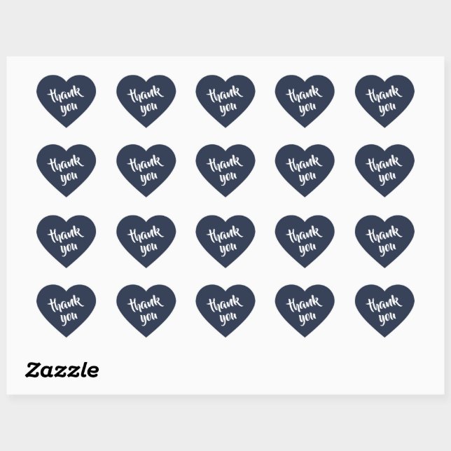 Adesivo Coração Dark Midnight Blue Thank You Heart Sticker (Folha)