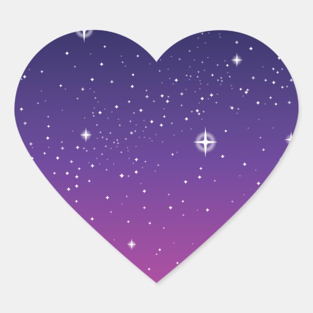 Adesivo Coração Dark Purple Starry Night Sky (Frente)