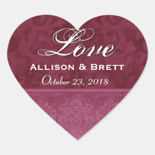 Adesivo Coração Data vermelha dos noivos do amor