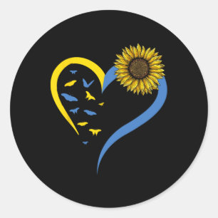 Adesivo Coração de Amor das Mulheres Ucrânia Girassol Bund