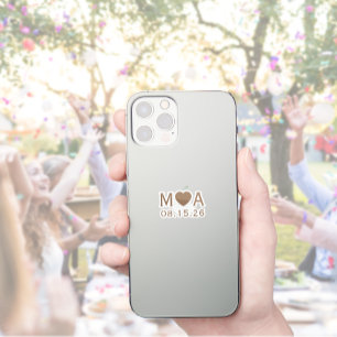 Adesivo Coração de Amor do Monograma do Casal de Casamento