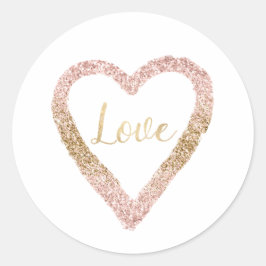 Adesivo Coração de Amor Dourado Rosa