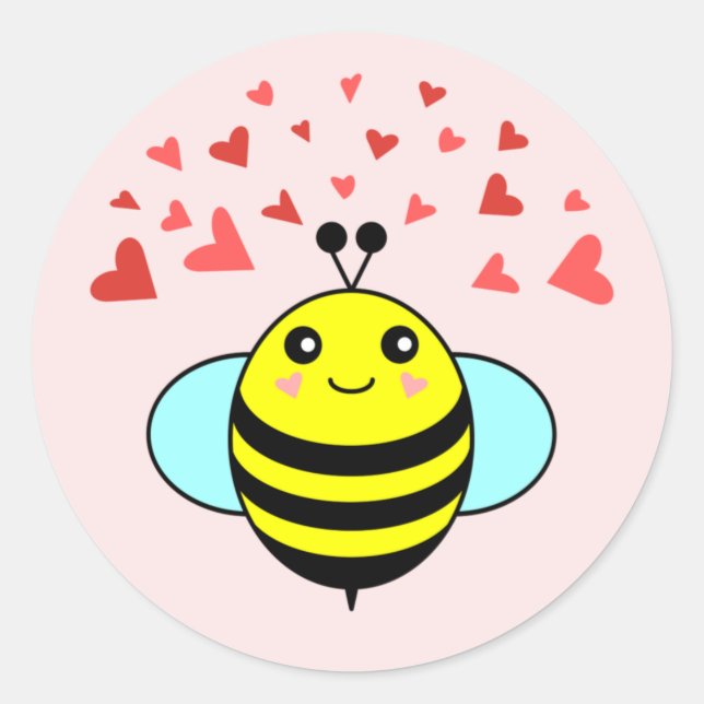 Adesivo Coração de Amor Feliz Abelha (Frente)