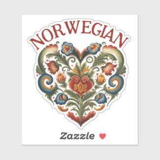 Adesivo Coração de Arte Folk Norueguesa Rosemaling