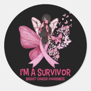Adesivo Coração de borboleta rosa Eu sou um Cancer de sobr