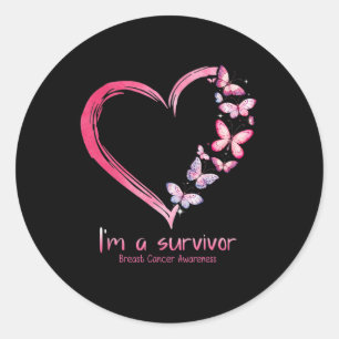 Adesivo Coração de borboleta rosa Eu sou um Cancer de sobr