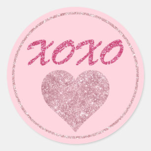 Adesivo Coração de Brilho Rosa XOXO Cute Dia dos Namorados