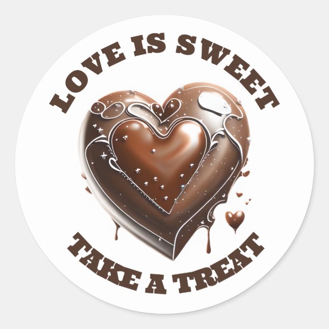 Adesivo Coração de chocolate obrigado marrom branco amor d (Frente)
