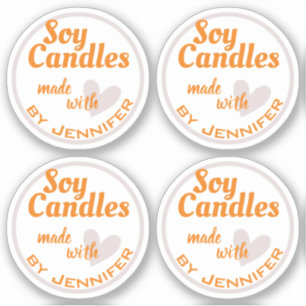 Adesivo Coração de Cinza Laranja Claro Feita com Velas de