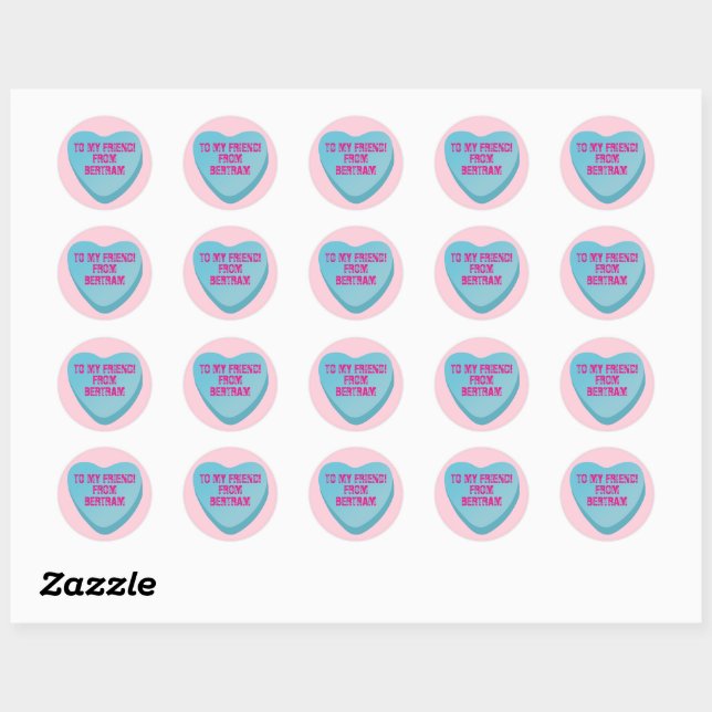 Adesivo Coração de Doce Sticker Azul para Troca no Dia dos (Folha)
