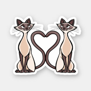 Adesivo Coração de Gatos Siameses