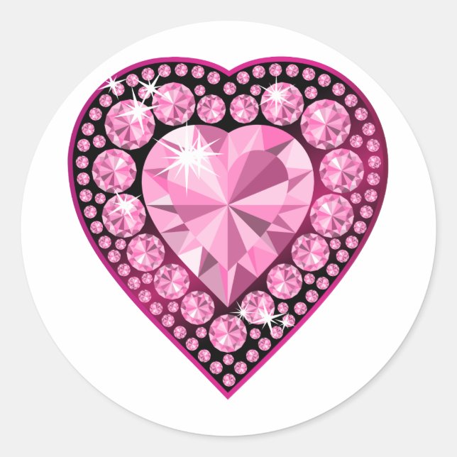 Adesivo Coração de Gem Quartz Rosa (Frente)