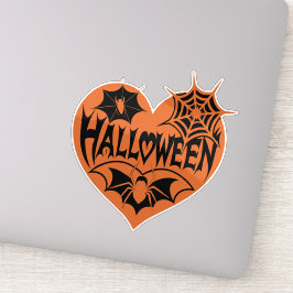 Adesivo Coração de Halloween, Coração Laranja em Forma, Te