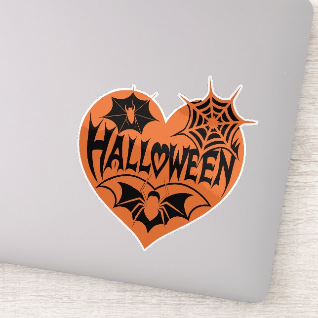 Adesivo Coração de Halloween, Coração Laranja em Forma, Te (Detalhe)
