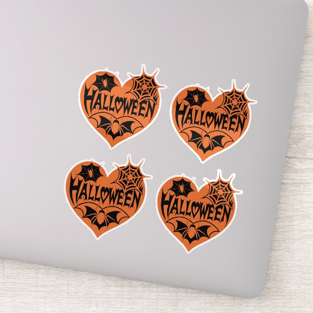 Adesivo Coração de Halloween, Coração Laranja em Forma, Te (Detalhe)