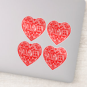 Adesivo Coração de Halloween, Coração Vermelho, Feriado