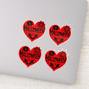 Adesivo Coração de Halloween, Coração Vermelho, Teia de Ar