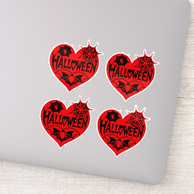 Adesivo Coração de Halloween, Coração Vermelho, Teia de Ar (Detalhe)