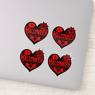 Adesivo Coração de Halloween, Forma de Coração Preto, Teia