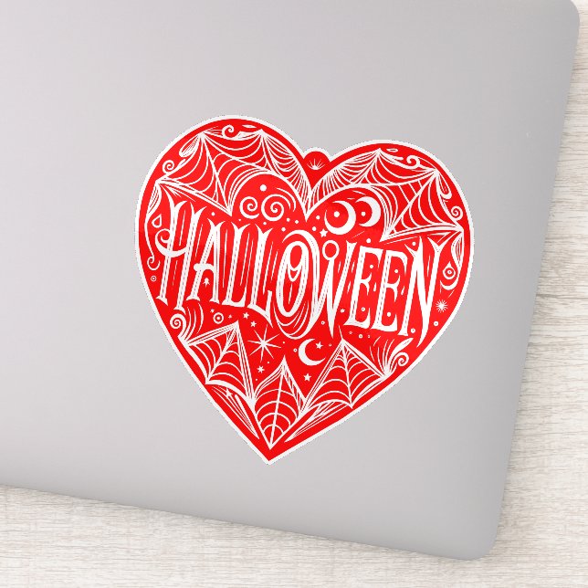 Adesivo Coração de Halloween, Forma de Coração Vermelho, F (Detalhe)