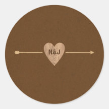 Coração de Kraft Marrom Rústico Seta Woodsy