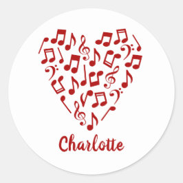 Adesivo Coração de Música Amor Notas de Música Vermelhas c