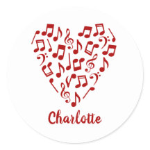 Coração de Música Amor Notas Musicais Vermelhas co