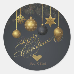 Adesivo Coração de Ouro Elegante, Bolas de Natal Escuras