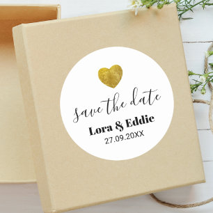 Adesivo Coração de Ouro Personalizado Moderno para Data de