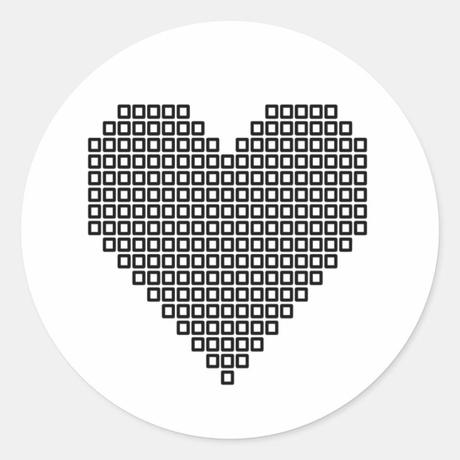 Adesivo Coração de pixel preto (Frente)