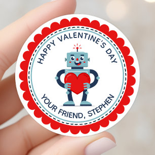 Adesivo Coração de Robô Fofo Dia dos Namorados Personaliza
