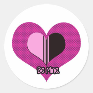 Adesivo Coração de São Valentim Rosa e Preto Seja Meu