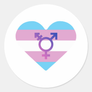 Adesivo Coração de Sinalizador de Prioridade Trans