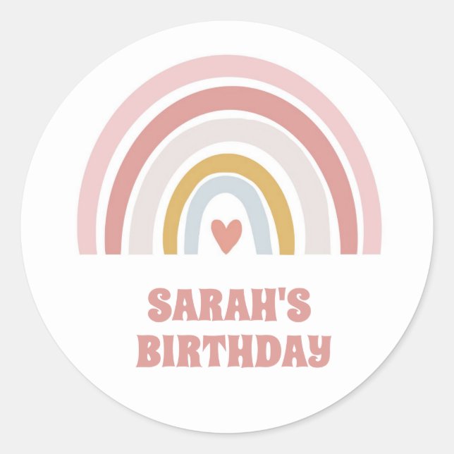 Adesivo Coração de TEXTO PERSONALIZADO DO PINK DO RAINBOW  (Frente)