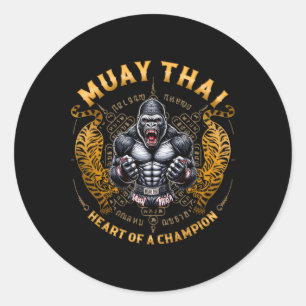 Adesivo Coração de um Campeão - Kickboxing e Muay Thai com
