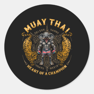Adesivo Coração de um Campeão - Kickboxing e Muay Thai Ele