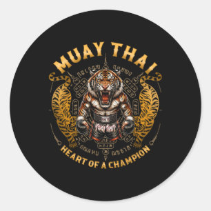 Adesivo Coração de um Campeão - Kickboxing e Muay Thai Fem