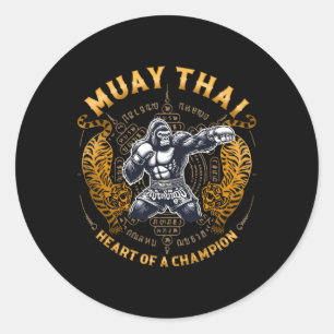 Adesivo Coração de um Campeão - Kickboxing e Muay Thai Str