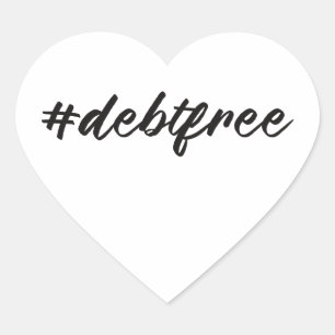 Adesivo Coração #debtfree (Hashtag Debt Free) Caneta do pincel