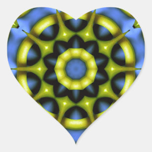 Adesivo Coração Decoração do caleidoscópio Amarelo Azul