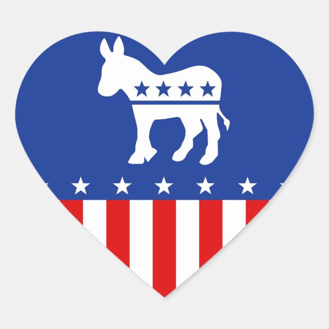 Adesivo Coração Democrat Donkey Heart Sticker (Frente)
