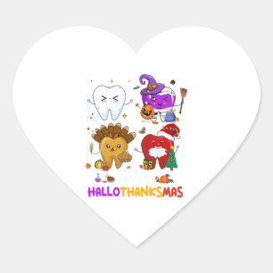 Adesivo Coração Dentist Happy Hallothanksma Halloween Ação de Graç