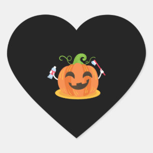 Adesivo Coração Dentista Halloween Pumpkin Tooth