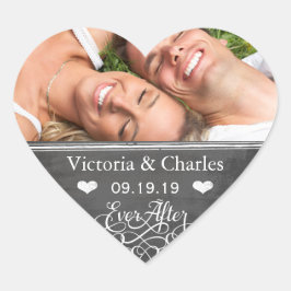 Adesivo Coração Depois do casamento com o quadro de chalkboard, sa