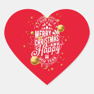 Adesivo Coração Desejo-lhe um Feliz Natal e Feliz ano novo