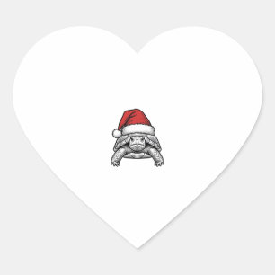 Adesivo Coração Desenho de Gravura Antiga de Tartaruga de Natal co