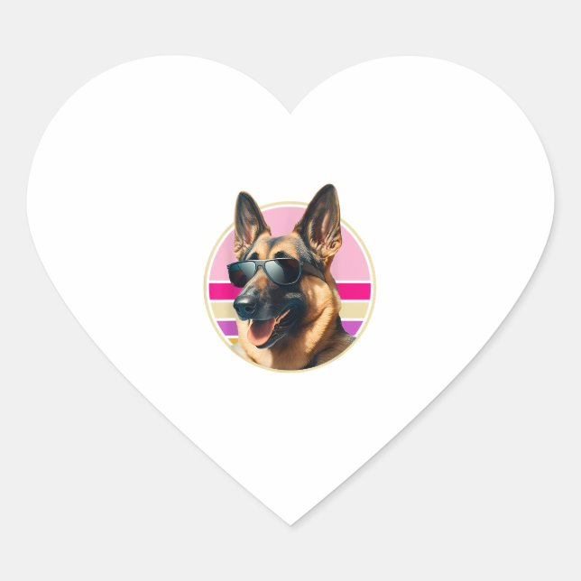 Adesivo Coração Desenho Funcional De Cachorro De German shepherd F (Frente)