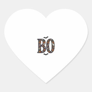 Adesivo Coração Desenho Vetorial de Boo Doodle de Halloween Vintag